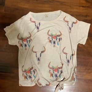 STEER SKULL CREAM / WHITE TEE